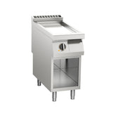 Fry-top pe gaz mic, platou neted cromat, pe suport deschis, Linia 700, Silko